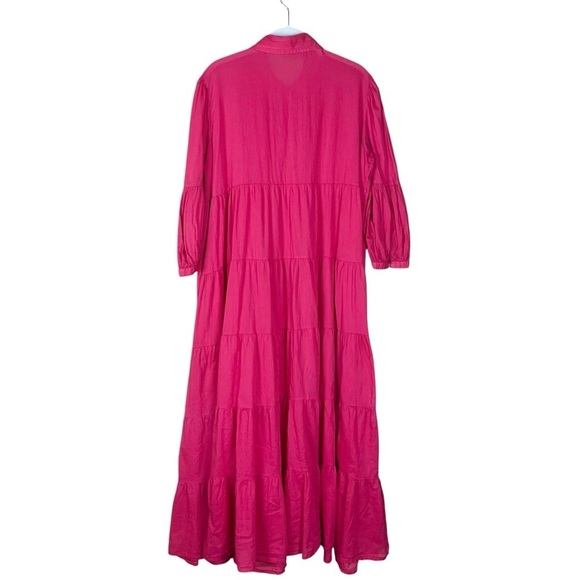 Mango MNG Women’s 6 Red Tiered Maxi Dress Button Front Lightweight Flowy Summer - Picture 4 of 12